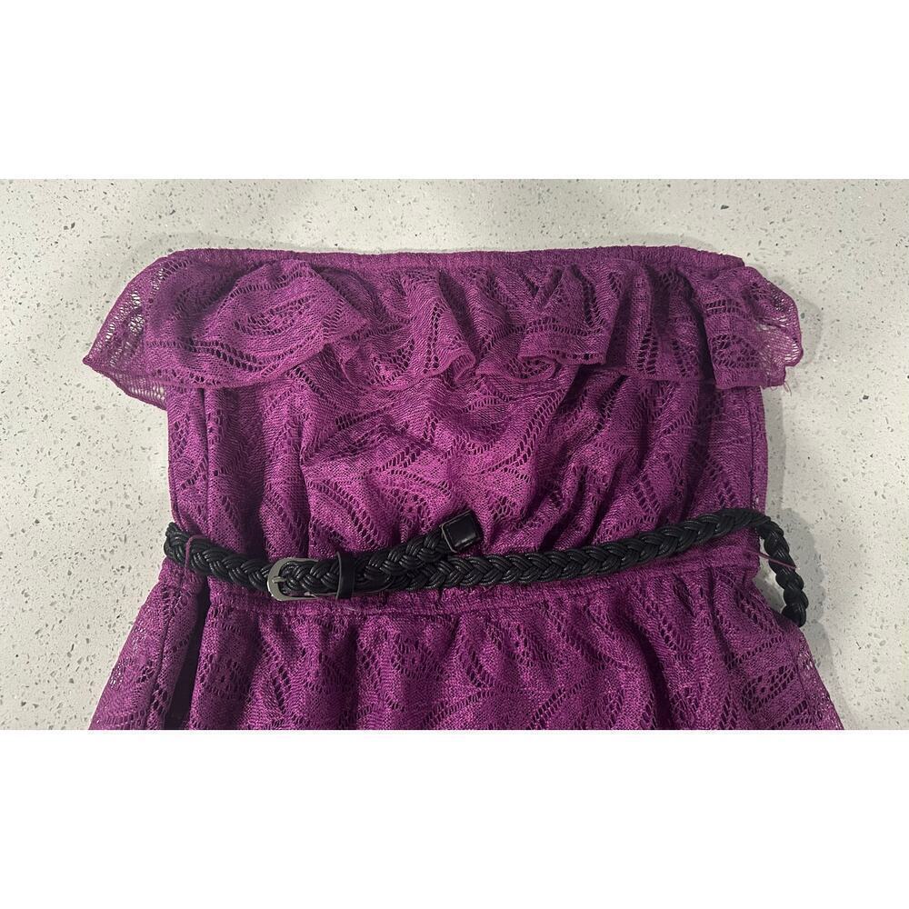Maurices Sleeveless Bright Purple Lacey Ruffle Belted Short Dress Size XL - Picture 3 of 3